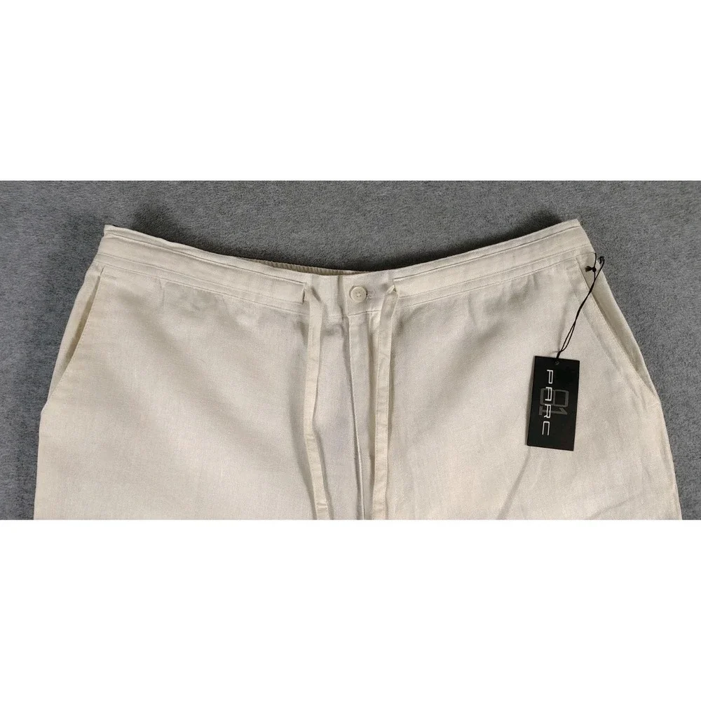 NWF PARC 81 Linen Blend Drawstring  Pant Mens Sz  36x31  Ivory  Leisure Resort